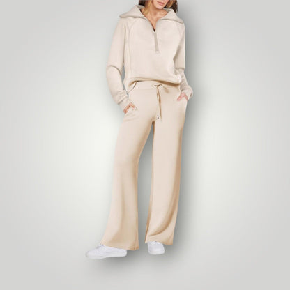 Sweatsuit - Women's Two-Piece Tracksuit Wide Leg Jogger Set-Fashion Nora