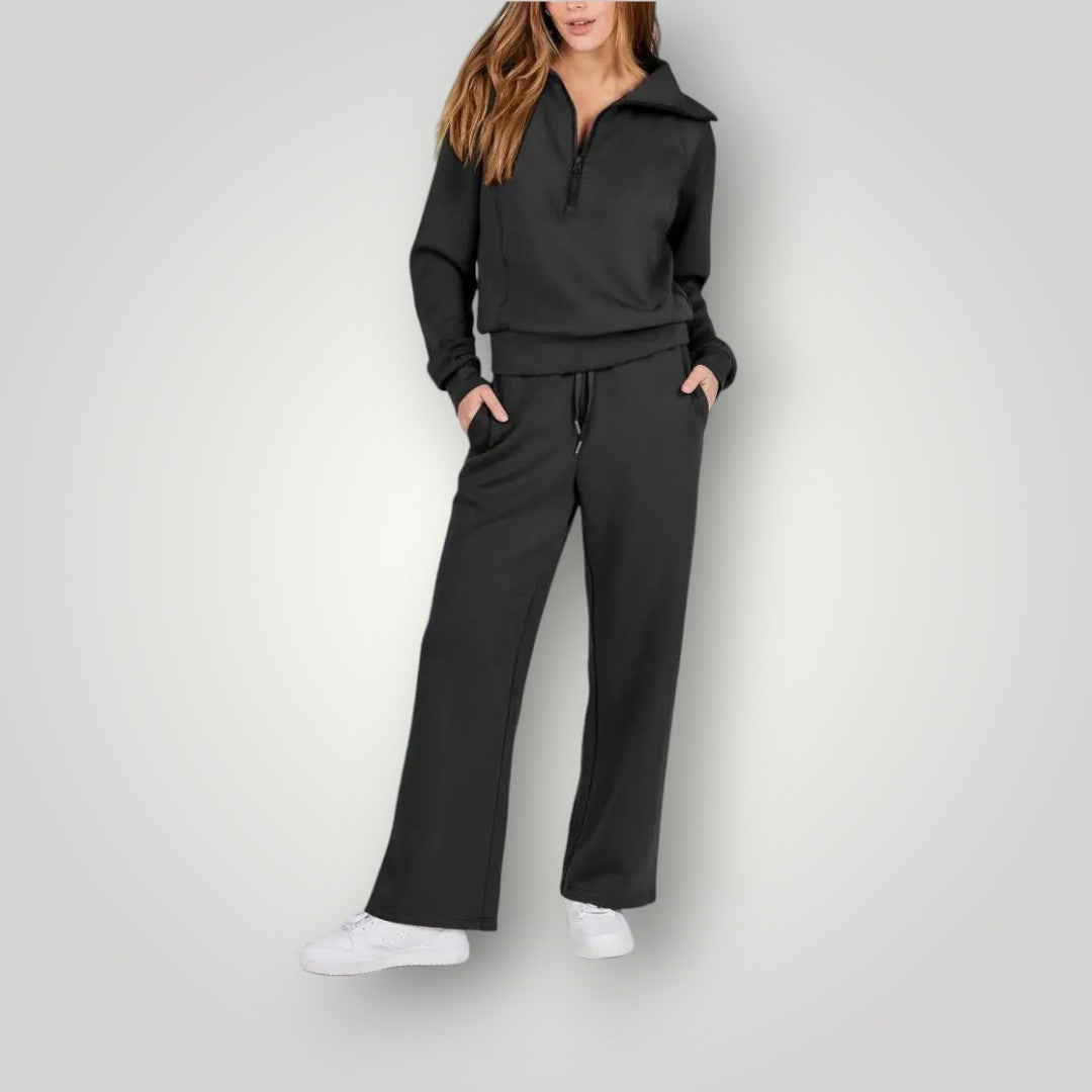 Sweatsuit - Women's Two-Piece Tracksuit Wide Leg Jogger Set-Fashion Nora