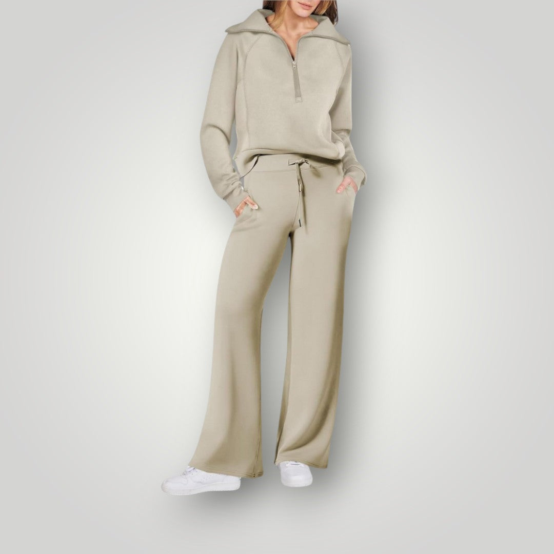 Sweatsuit - Women's Two-Piece Tracksuit Wide Leg Jogger Set-Fashion Nora