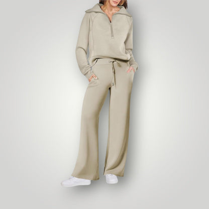 Sweatsuit - Women's Two-Piece Tracksuit Wide Leg Jogger Set-Fashion Nora