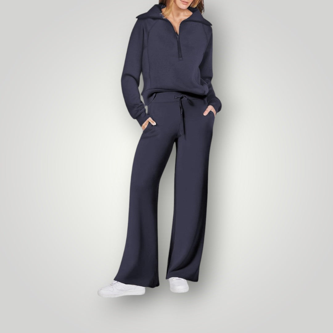 Sweatsuit - Women's Two-Piece Tracksuit Wide Leg Jogger Set-Fashion Nora