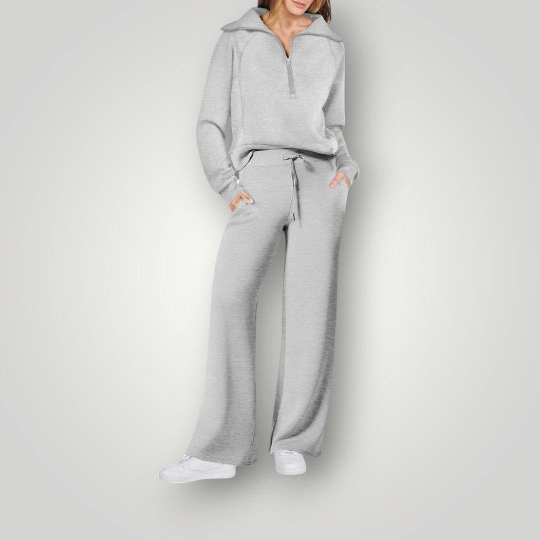 Sweatsuit - Women's Two-Piece Tracksuit Wide Leg Jogger Set-Fashion Nora