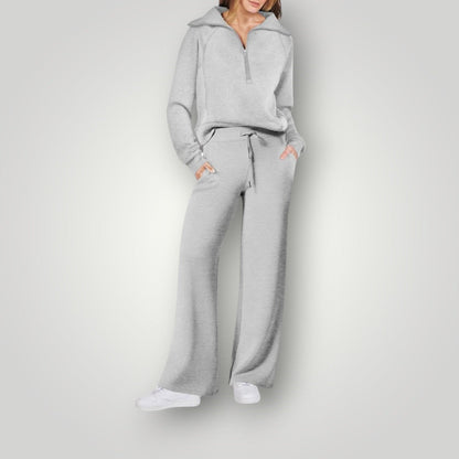 Sweatsuit - Women's Two-Piece Tracksuit Wide Leg Jogger Set-Fashion Nora