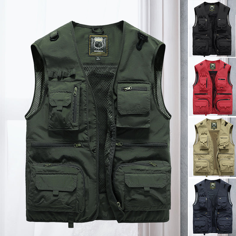 Tactical Vest | Zip-Up | Pockets | Cargo Vest | Men's Vest-Fashion Nora