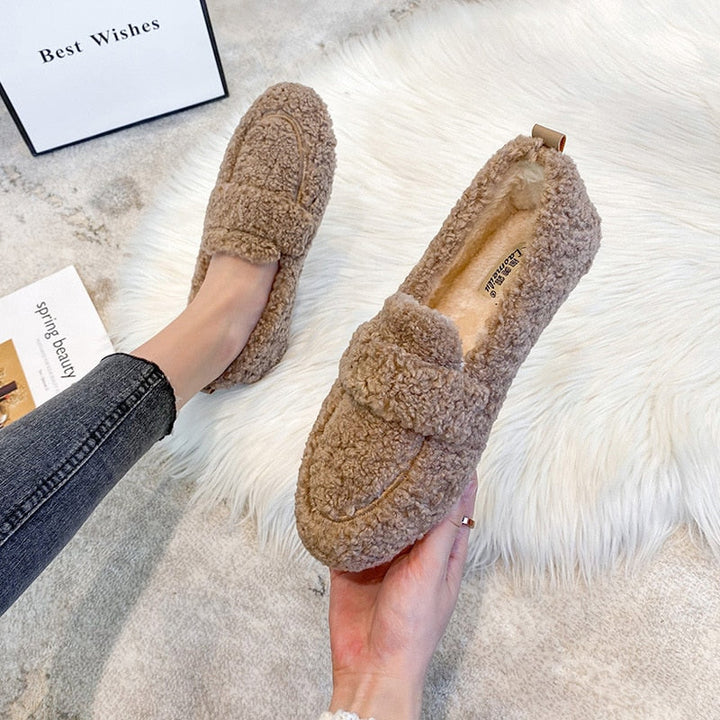 Teddy Loafers | Slip-On | Non-Slip | Fur Loafers | Women's Loafers-Fashion Nora