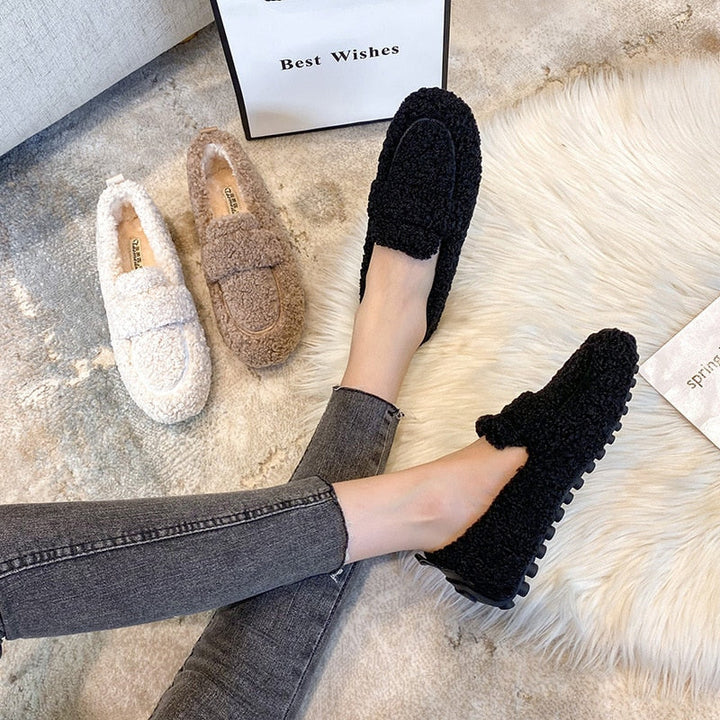Teddy Loafers | Slip-On | Non-Slip | Fur Loafers | Women's Loafers-Fashion Nora