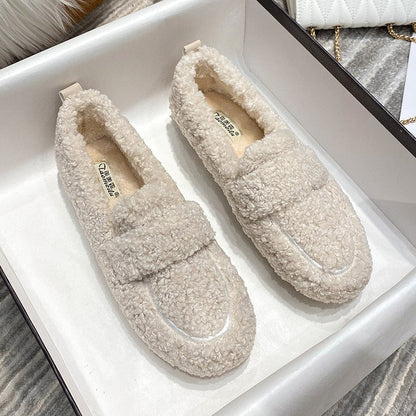 Teddy Loafers - Women's Soft Furry Slip-On Loafers-Fashion Nora