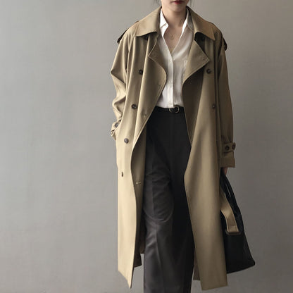 Trench Coat - Long - Oversized - Double Breasted Coat - Women's Jacket-Fashion Nora