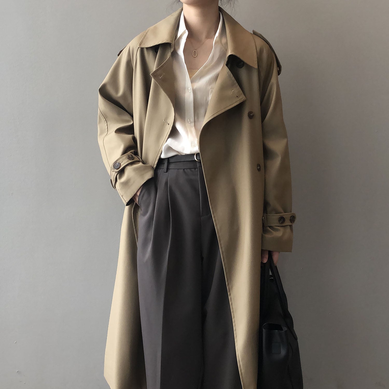 Trench Coat - Long - Oversized - Double Breasted Coat - Women's Jacket-Fashion Nora