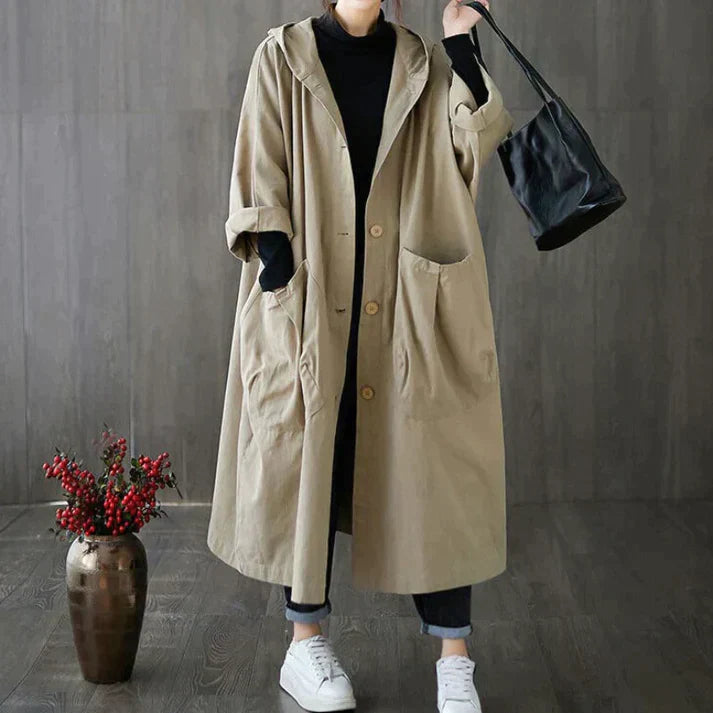 Trench Coat - Women's Windproof Oversized Long Trench Coat-Fashion Nora