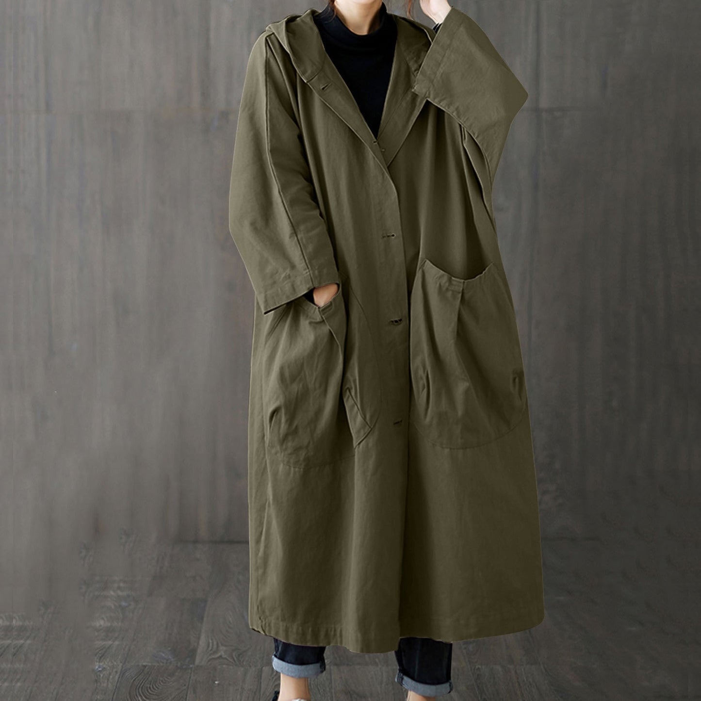 Trench Coat - Women's Windproof Oversized Long Trench Coat-Fashion Nora