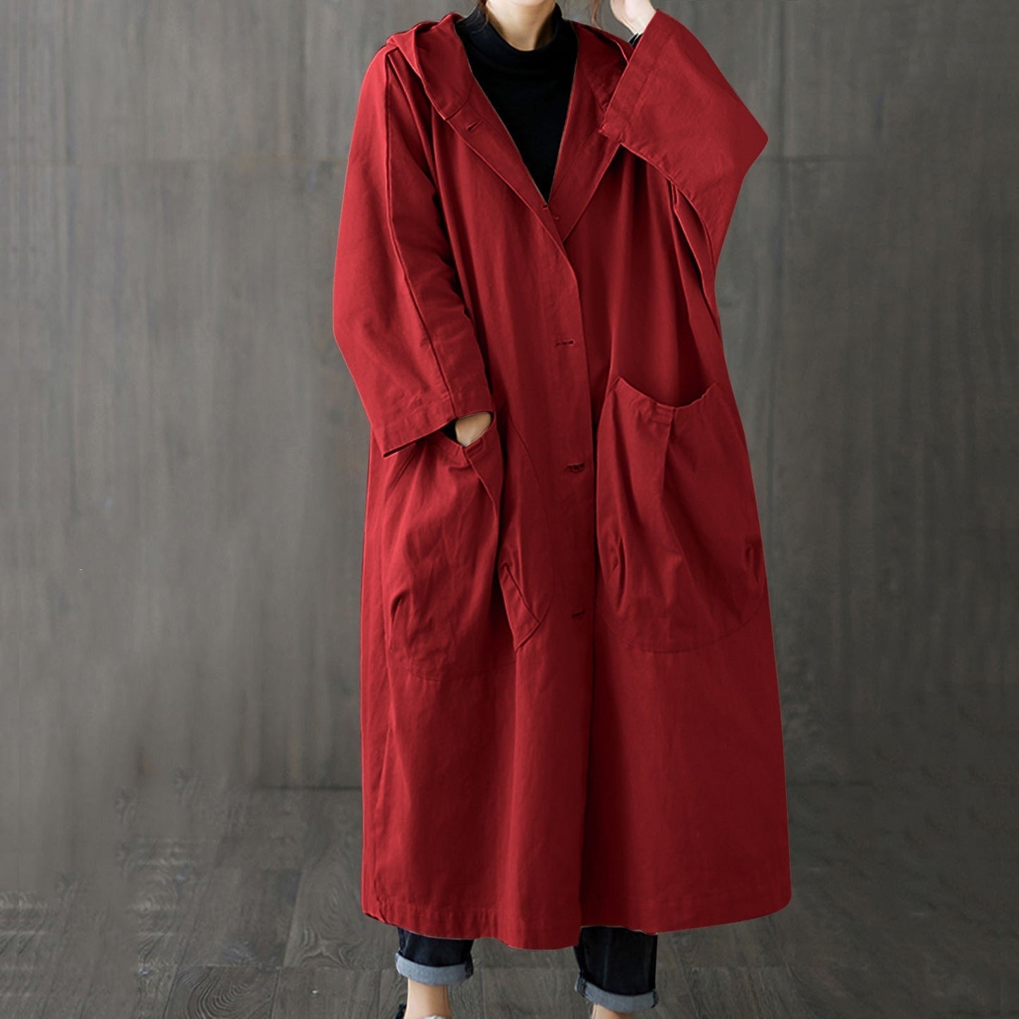 Trench Coat - Women's Windproof Oversized Long Trench Coat-Fashion Nora