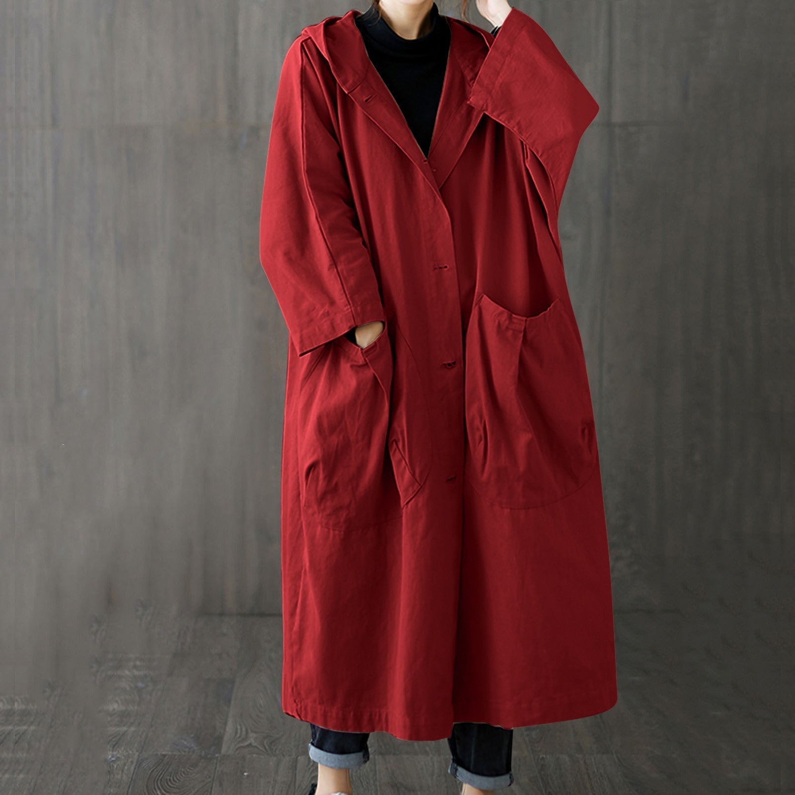 Trench Coat - Women's Windproof Oversized Long Trench Coat-Fashion Nora