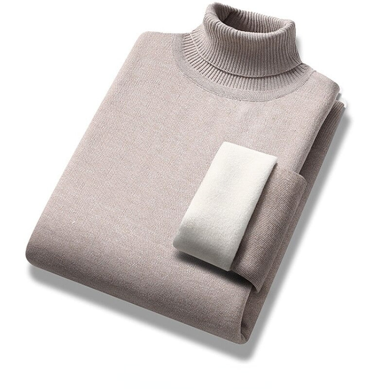 Turtleneck - Fleece Lined - Long Sleeve - Winter Pullover - Men's Sweater-Fashion Nora