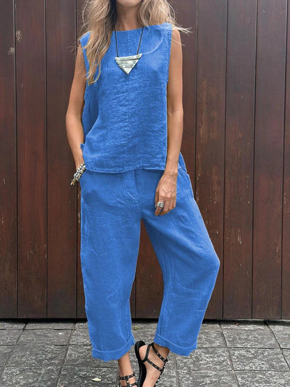 Two-Piece Set - Loose Fit - Sleeveless - Summer Clothes - Co-Ord Sets Women-Fashion Nora
