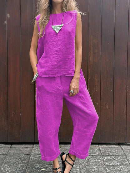 Two-Piece Set - Loose Fit - Sleeveless - Summer Clothes - Co-Ord Sets Women-Fashion Nora