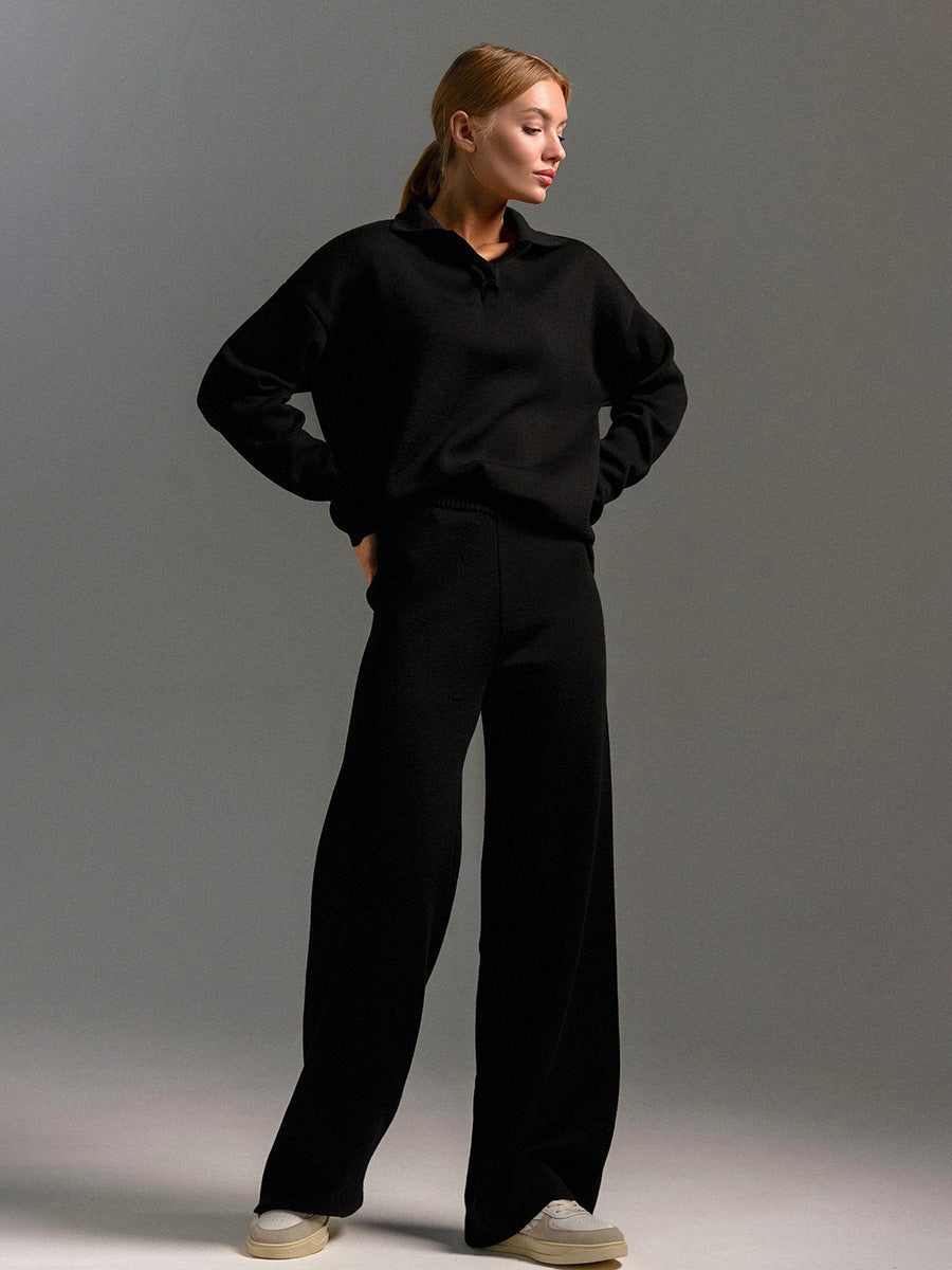 Two-Piece Set - Wide Leg - Long Sleeve - Co-Ord Set - Women's Loungewear-Fashion Nora