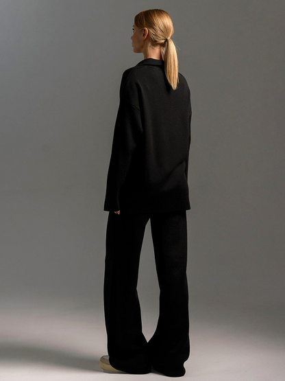 Two-Piece Set - Wide Leg - Long Sleeve - Co-Ord Set - Women's Loungewear-Fashion Nora