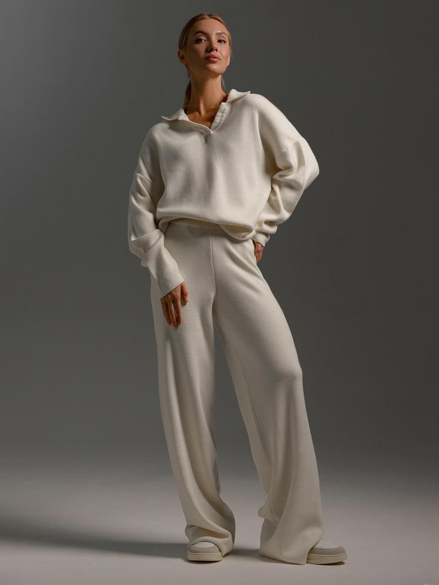 Two-Piece Set - Wide Leg - Long Sleeve - Co-Ord Set - Women's Loungewear-Fashion Nora