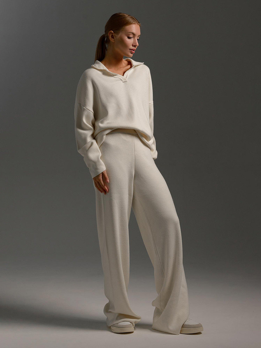 Two-Piece Set - Wide Leg - Long Sleeve - Co-Ord Set - Women's Loungewear-Fashion Nora
