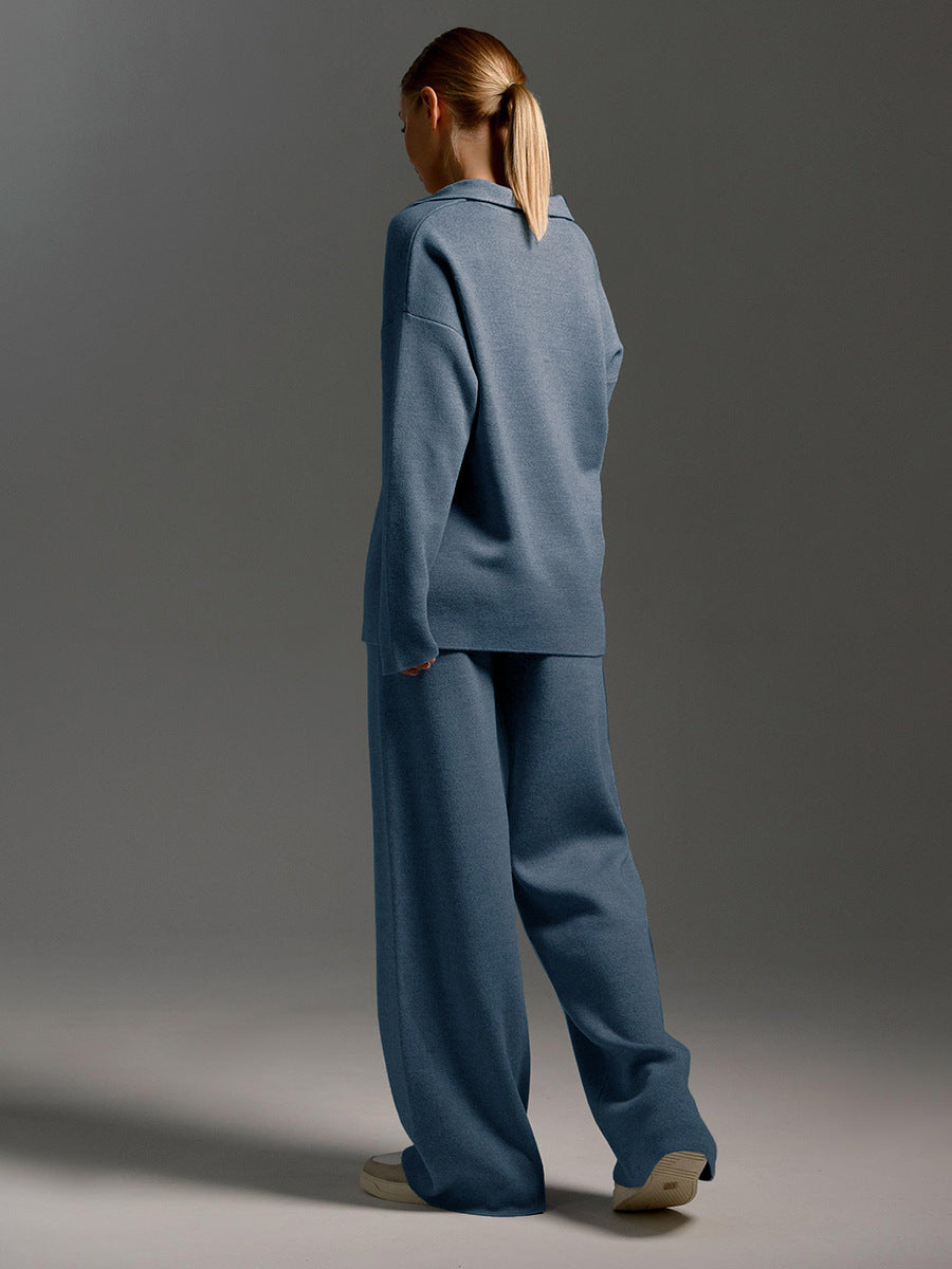 Two-Piece Set - Wide Leg - Long Sleeve - Co-Ord Set - Women's Loungewear-Fashion Nora