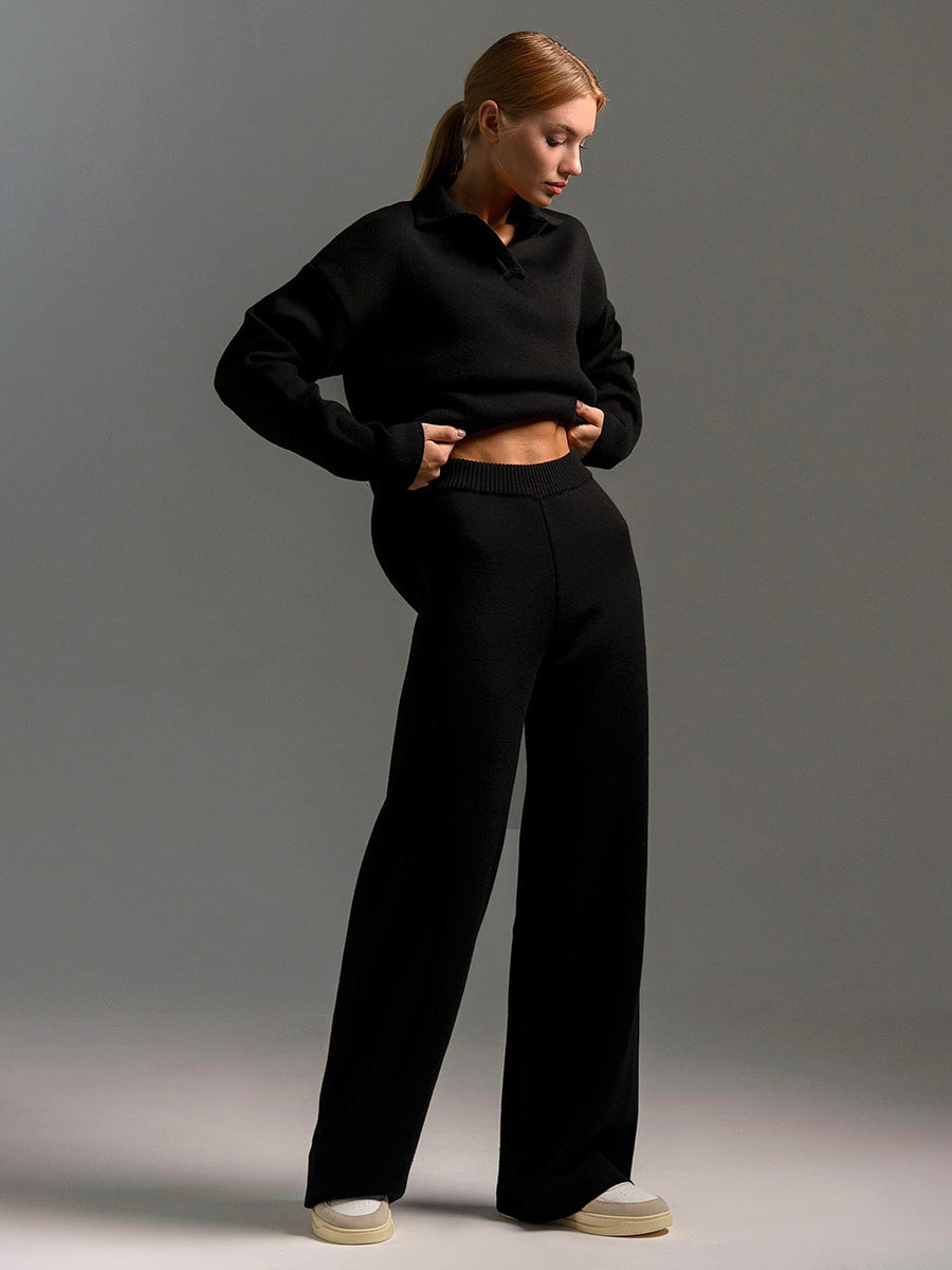 Two-Piece Set - Wide Leg - Long Sleeve - Co-Ord Set - Women's Loungewear-Fashion Nora