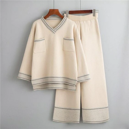 Two-Piece Set - Wide Leg - Long Sleeve - Jumper and Trousers Set - Co-Ord Set Women-Fashion Nora