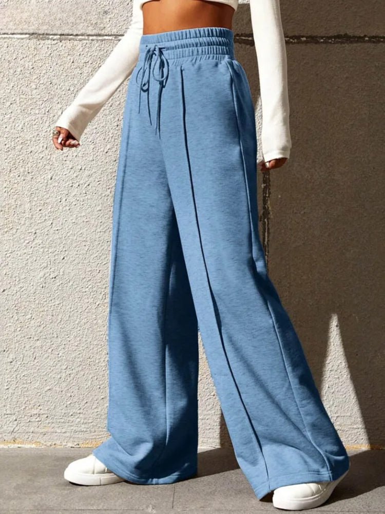 Wide Leg Pants | High Waist | Elastic Waist | Wide Leg Joggers | Wide Leg Sweatpants-Fashion Nora