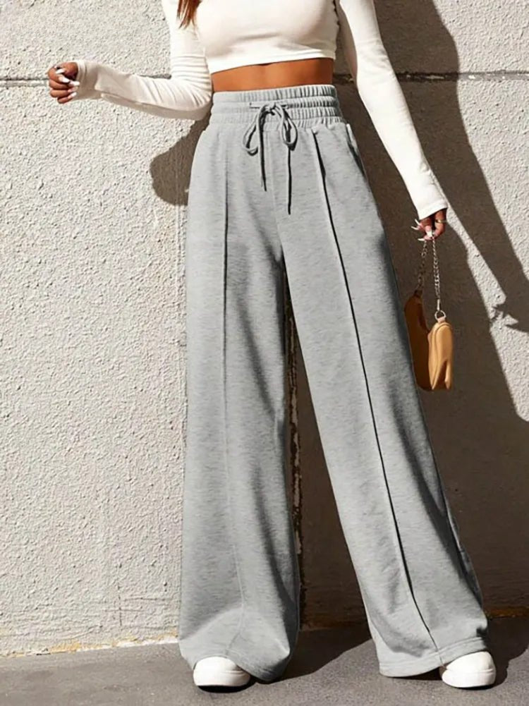 Wide Leg Pants | High Waist | Elastic Waist | Wide Leg Joggers | Wide Leg Sweatpants-Fashion Nora