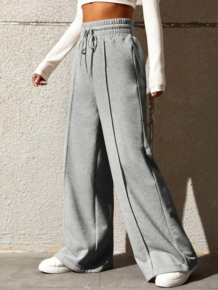 Wide Leg Pants | High Waist | Elastic Waist | Wide Leg Joggers | Wide Leg Sweatpants-Fashion Nora