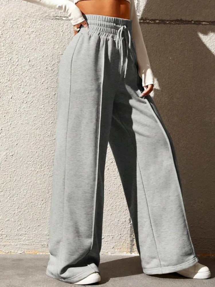 Wide Leg Pants | High Waist | Elastic Waist | Wide Leg Joggers | Wide Leg Sweatpants-Fashion Nora