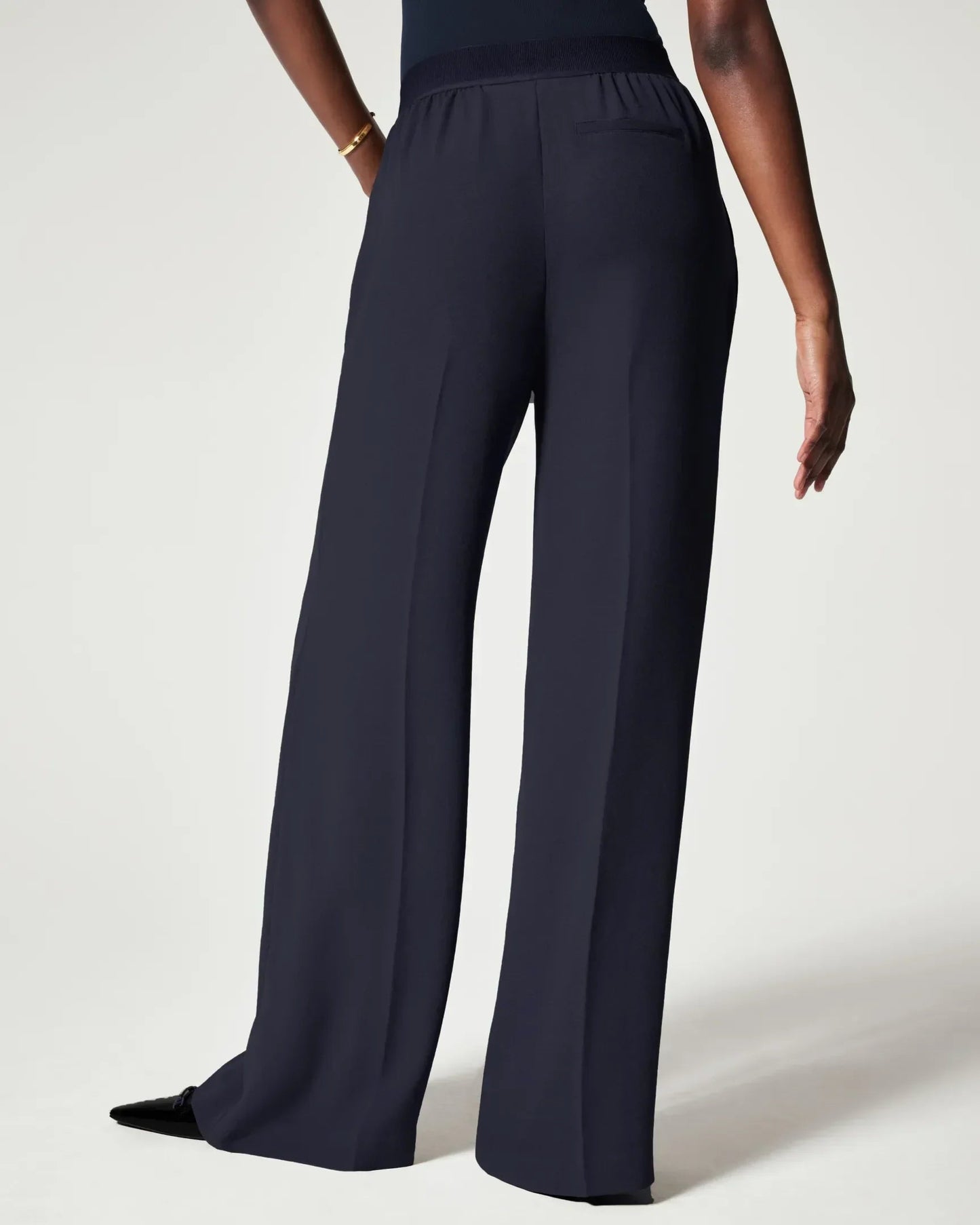 Wide Leg Pants | Stretch | Elastic Waist | Pleated Pants | Women's Office Pants-Fashion Nora