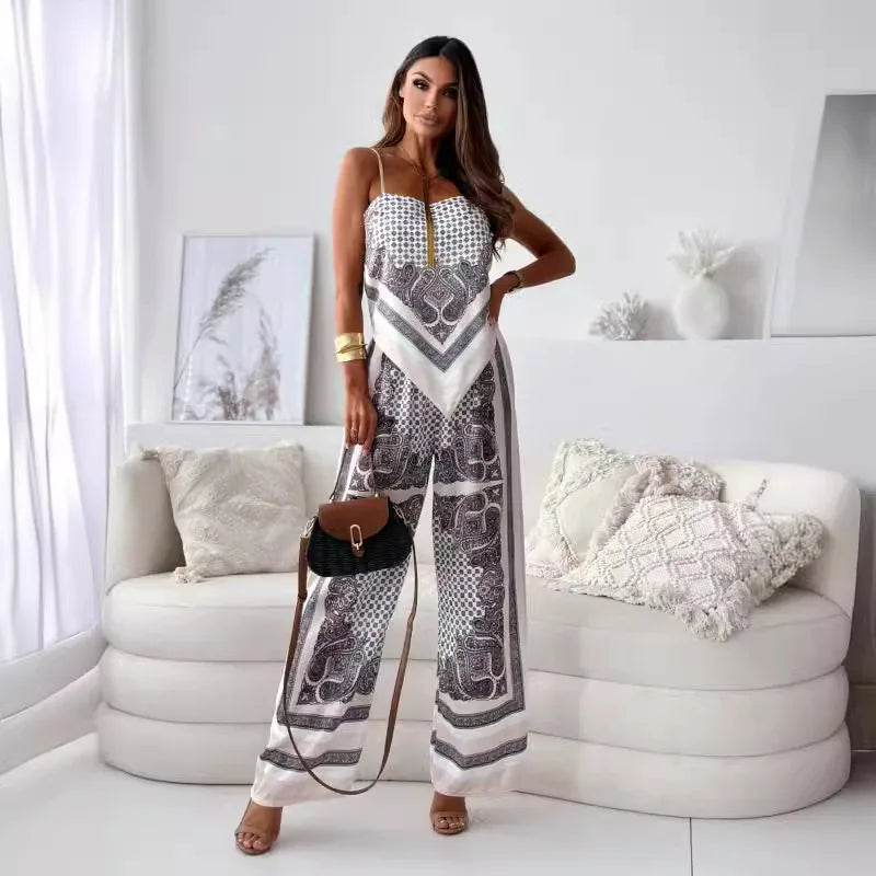 Wide Leg Pants and Top | Scarf Top | High Waist | Two-Piece Set | Co-Ord Set Women-Fashion Nora