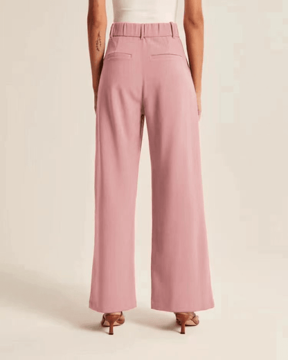Wide Leg Trousers - Women's High Waisted Petite Wide Leg Dress Pants-Fashion Nora