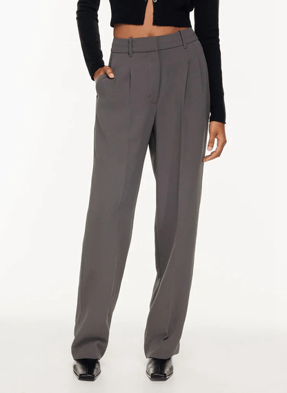 Wide Leg Trousers - Women's High Waisted Petite Wide Leg Dress Pants-Fashion Nora
