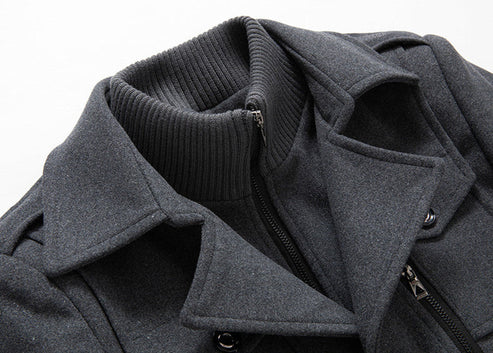 Winter Coat | Zip-Up | Standing Collar | Men's Woolen Coat | Men's Jacket-Fashion Nora