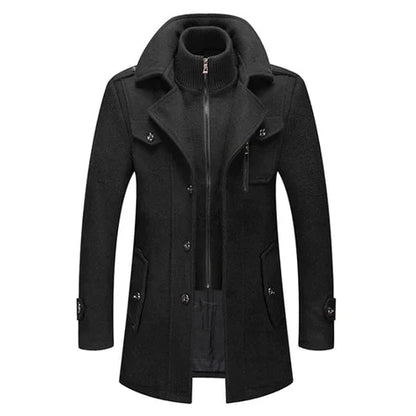 Winter Coat | Zip-Up | Standing Collar | Men's Woolen Coat | Men's Jacket-Fashion Nora