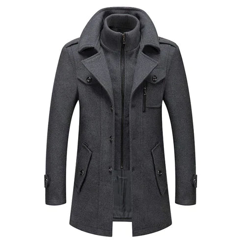 Winter Coat | Zip-Up | Standing Collar | Men's Woolen Coat | Men's Jacket-Fashion Nora