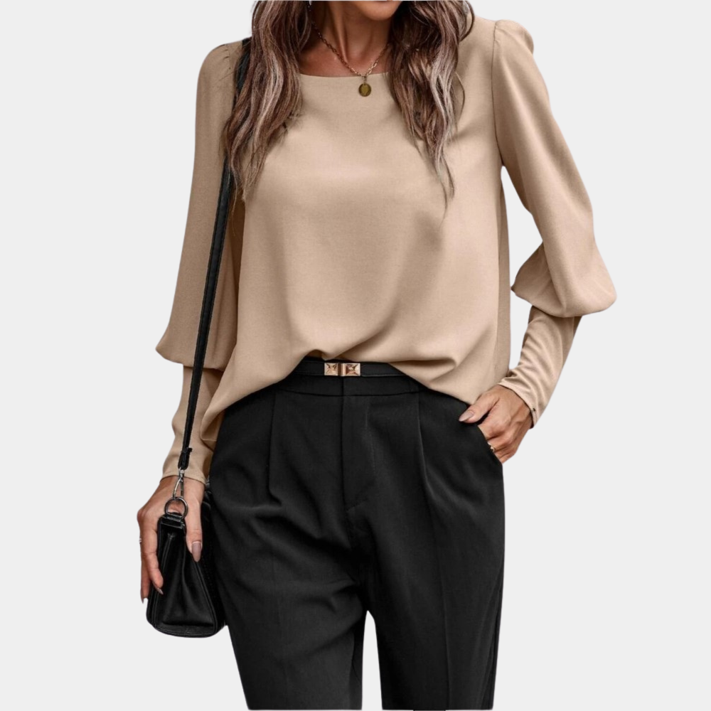 Women's Blouse - Long Puff Sleeve - Loose Fit - Long Sleeve Blouse - Women's Clothing-Fashion Nora