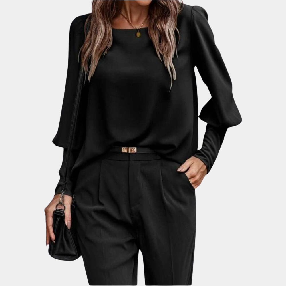 Women's Blouse - Long Puff Sleeve - Loose Fit - Long Sleeve Blouse - Women's Clothing-Fashion Nora