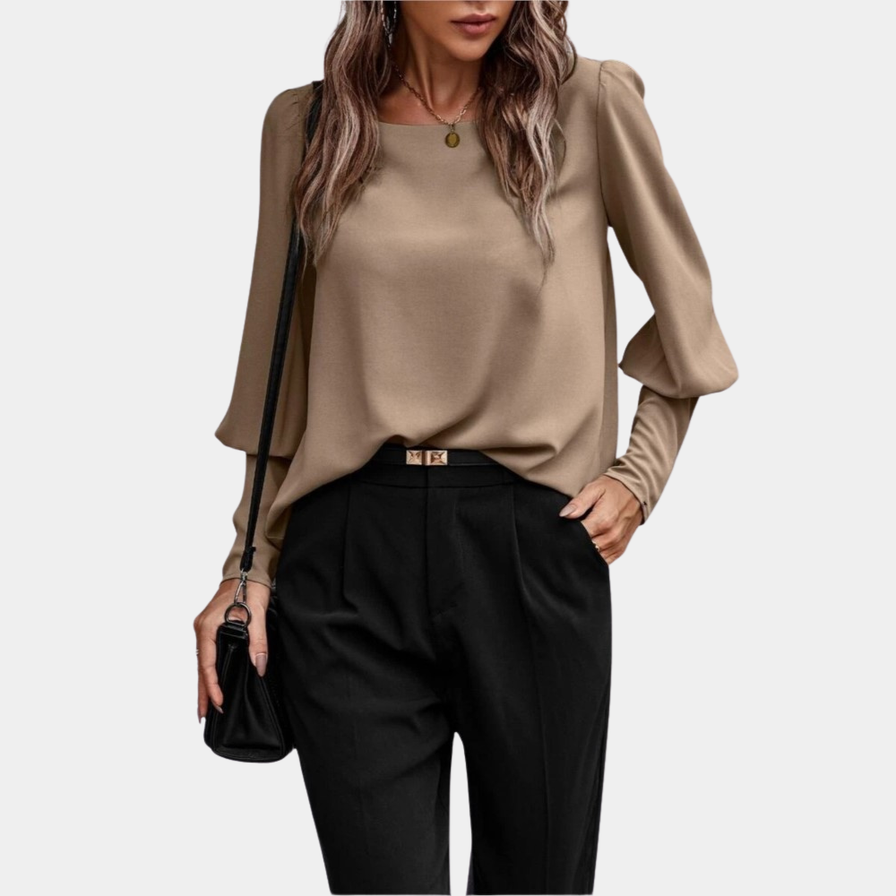 Women's Blouse - Long Puff Sleeve - Loose Fit - Long Sleeve Blouse - Women's Clothing-Fashion Nora
