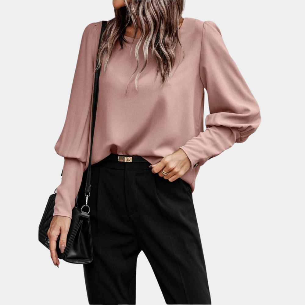 Women's Blouse - Long Puff Sleeve - Loose Fit - Long Sleeve Blouse - Women's Clothing-Fashion Nora
