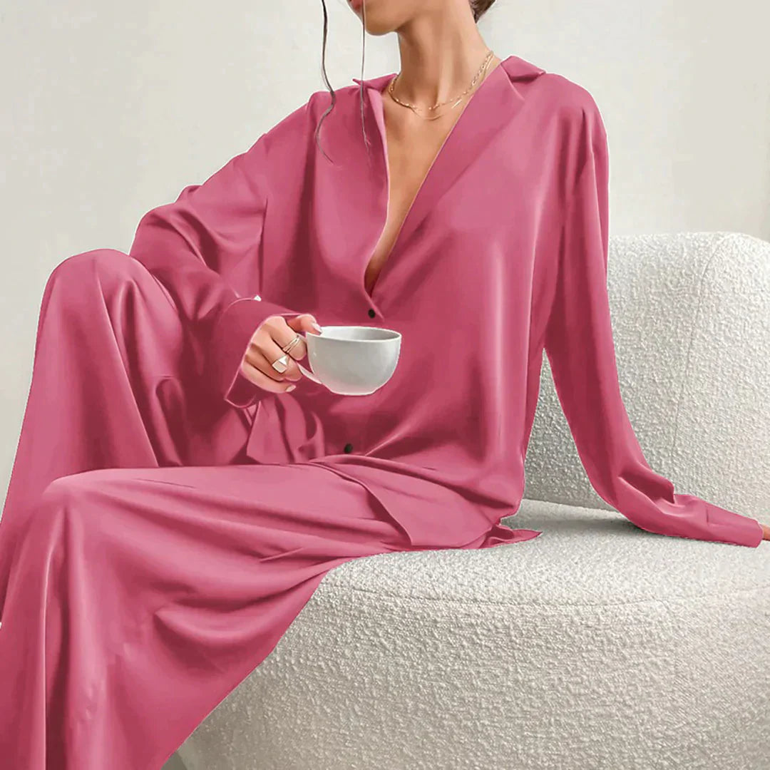 Women's Pajamas - Wide Leg - Long Sleeve - Pajama Set - Sleepwear-Fashion Nora