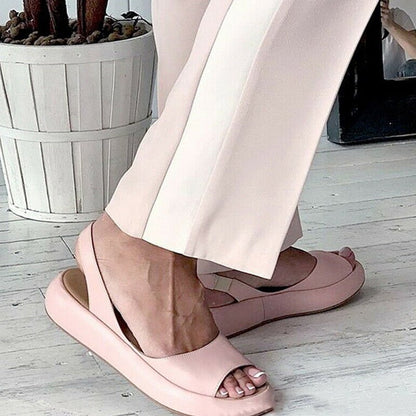 Women's Sandals - Open Toe - Thick Sole - Leather Sandals - Summer Sandals-Fashion Nora
