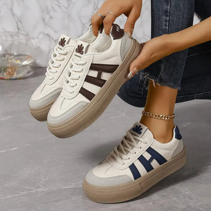 Women's Sneakers | 3 Stripe | Lace-Up | White Sneakers | Ladies Shoes-Fashion Nora