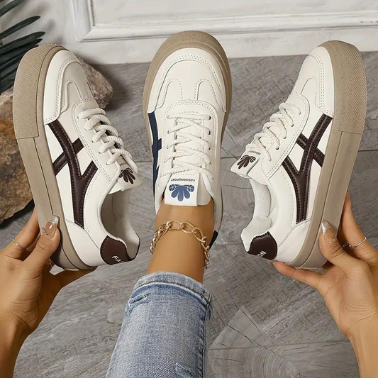 Women's Sneakers, Thick Sole, Lace Up, Low Top Sneakers, Skate Shoes-Fashion Nora