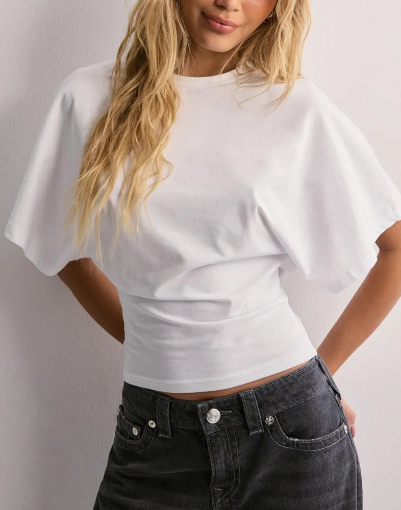 Women's T-Shirt - Wide Sleeve - Round Neck - Batwing T-Shirt - Women's Blouse-Fashion Nora