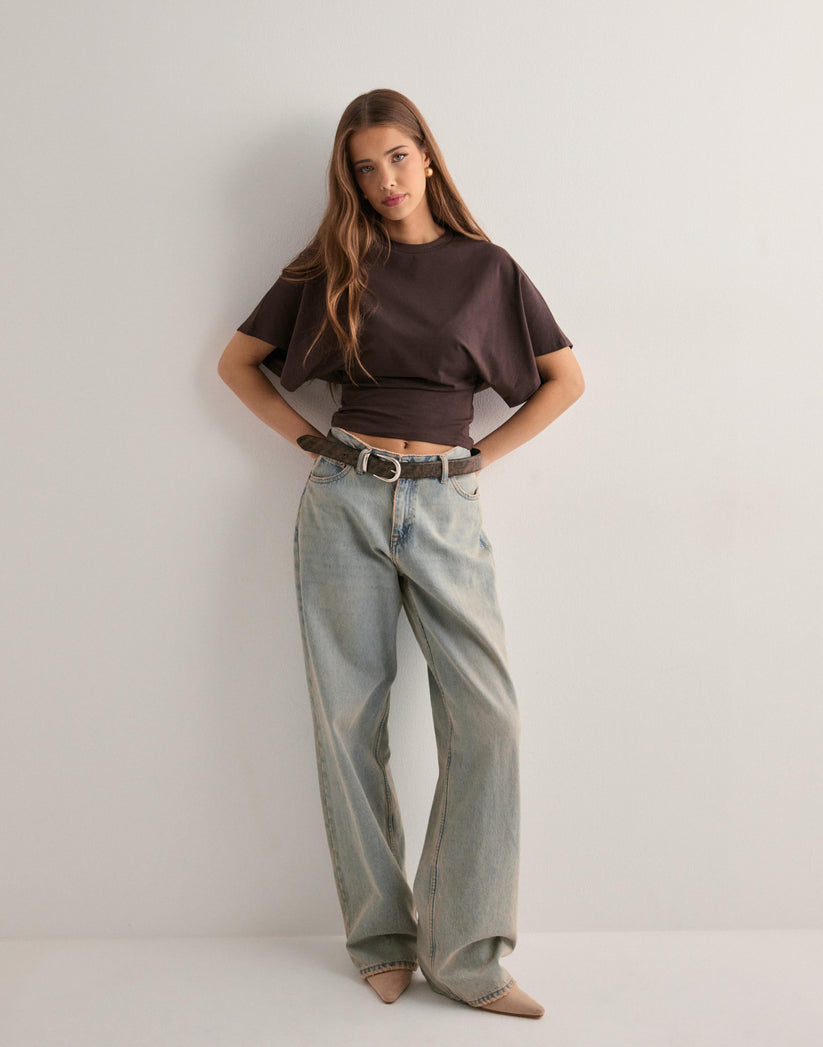Women's T-Shirt - Wide Sleeve - Round Neck - Batwing T-Shirt - Women's Blouse-Fashion Nora
