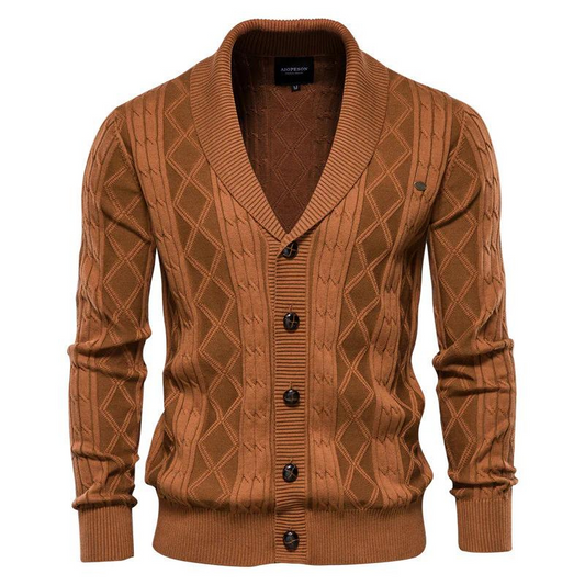 Wool Cardigan | Button Up | V-neck | Knitted Cardigan | Men's Clothing-Fashion Nora