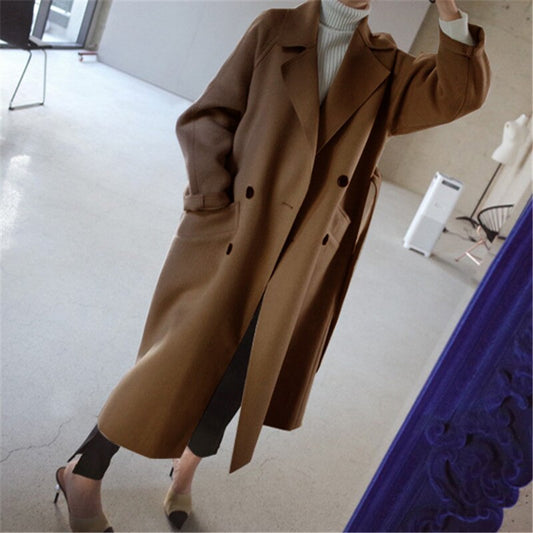 Wool Coat - Double Breasted - Belt - Woolen Jacket - Wool Overcoat Women's-Fashion Nora